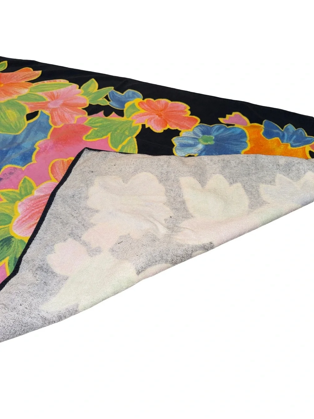 Vintage 1992 Neon Floral Beach Towel Tropical Miami Dopamine Decor